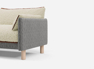 5 Seater Chaise Corner Right Hand Sofa | Textured Weave Salt & Pepper - Cozmo @ Cream Fleece Jacket | Brick Trim