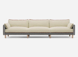 5 Seater Sofa | Textured Weave Salt & Pepper - Cozmo @ Cream Fleece Jacket | Brick Trim