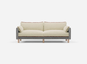 3 Seater Sofa | Textured Weave Salt & Pepper - Cozmo @ Cream Fleece Jacket | Brick Trim