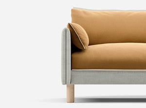 5 Seater Chaise Corner Right Hand Sofa | Weave Ecru - Cozmo @ Ochre Cotton Jacket | Natural Trim