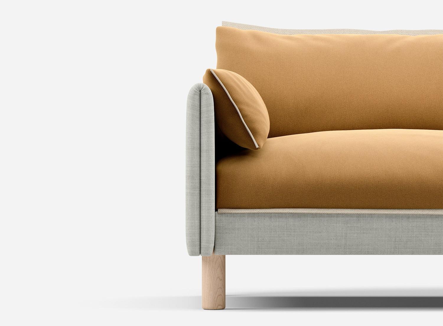 3 Seater Chaise Corner Left Hand Sofa | Weave Ecru - Cozmo @ Ochre Cotton Jacket | Natural Trim