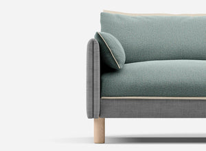 5 Seater Chaise Corner Left Hand Sofa | Weave Light Grey - Cozmo @ Sage Cotton Jacket | Natural Trim