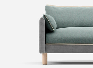 1.5 Seater Chaise Sofa | Weave Light Grey - Cozmo @ Sage Cotton Jacket | Natural Trim
