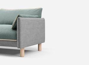 3 Seater Sofa | Weave Light Grey - Cozmo @ Sage Cotton Jacket | Natural Trim