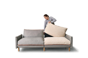 5 Seater Chaise Corner Right Hand Sofa | Weave Ecru - Cozmo
