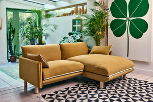 3 Seater Chaise Corner Right Hand Sofa | Cotton Ochre - Cozmo