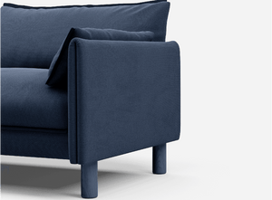 3 Seater Sofa | Cotton Navy  / Fleece Navy - Cozmo @ Navy Cotton Jacket | Dark Blue Trim