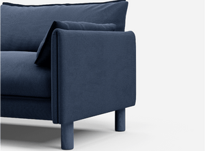 5 Seater Chaise Corner Left Hand Sofa | Cotton Navy  - Cozmo @ Navy Cotton Jacket | Dark Blue Trim
