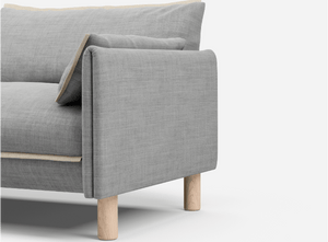 5 Seater Chaise Corner Left Hand Sofa | Weave Light Grey / Fleece Cream - Cozmo @ Light Grey Weave Jacket | Natural Trim