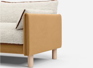3 Seater Chaise Corner Right Hand Sofa | Cotton Ochre / Fleece Cream - Cozmo @ Cream Fleece Jacket | Brick Trim