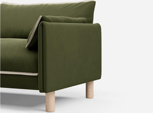3 Seater Sofa | Velvet Dark Green - Cozmo @ Dark Green Velvet Jacket | Natural Trim