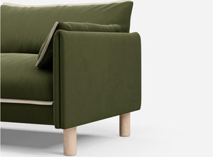 3 Seater Chaise Corner Right Hand Sofa | Velvet Dark Green - Cozmo @ Dark Green Velvet Jacket | Natural Trim