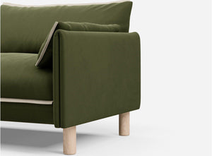 1.5 Seater Sofa | Velvet Dark Green - Cozmo @ Dark Green Velvet Jacket | Natural Trim