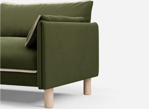 1.5 Seater Sofa | Velvet Dark Green - Cozmo @ Dark Green Velvet Jacket | Natural Trim