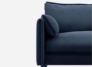 5 Seater Chaise Corner Left Hand Sofa | Cotton Navy  / Fleece Navy - Cozmo @ Navy Cotton Jacket | Dark Blue Trim