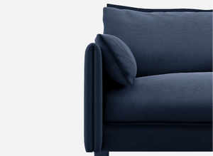 3 Seater Sofa | Cotton Navy  / Fleece Navy - Cozmo @ Navy Cotton Jacket | Dark Blue Trim