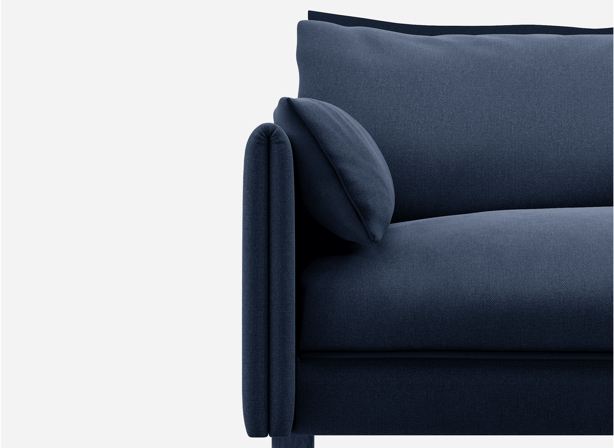 1.5 Seater Sofa | Cotton Navy  / Fleece Navy - Cozmo @ Navy Cotton Jacket | Dark Blue Trim