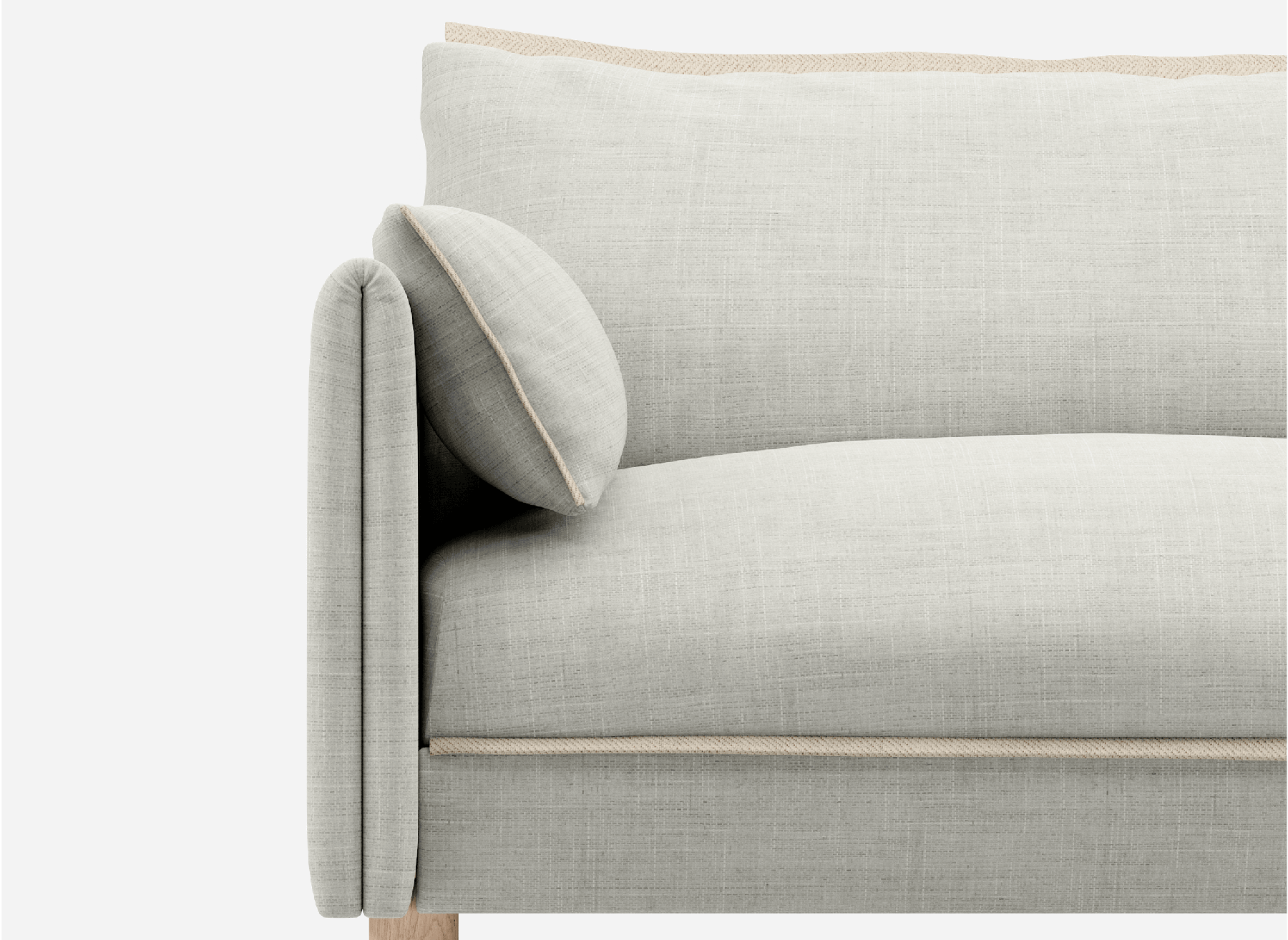 3 Seater Chaise Corner Left Hand Sofa  | Weave Ecru / Fleece Cream - Cozmo @ Ecru Weave Jacket | Natural Trim