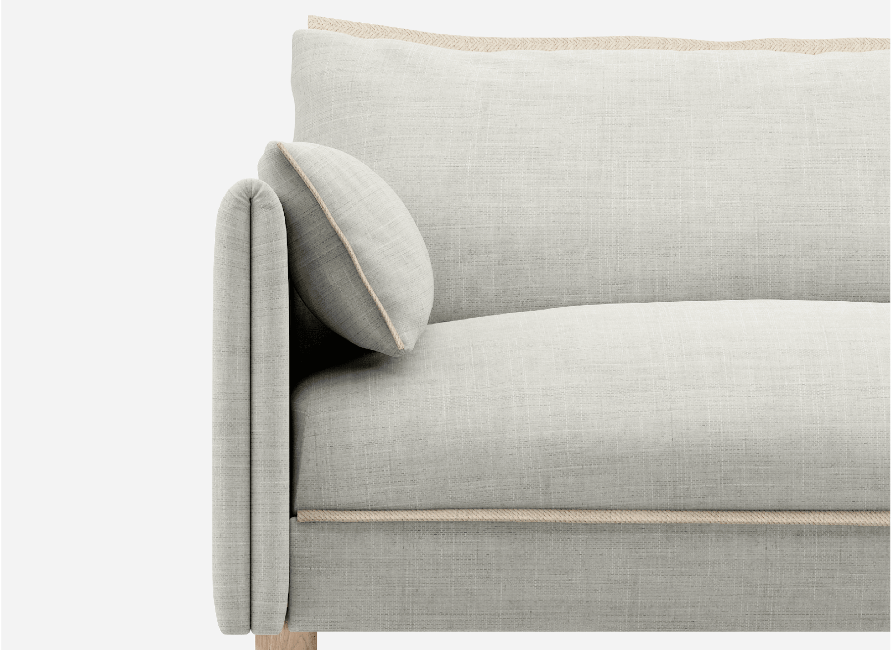 1.5 Seater Sofa | Weave Ecru / Fleece Cream - Cozmo @ Ecru Weave Jacket | Natural Trim