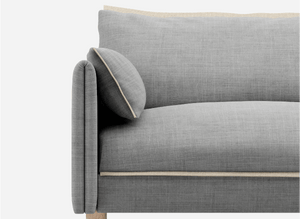 3 Seater Chaise Corner Right Hand Sofa | Weave Light Grey / Fleece Cream - Cozmo @ Light Grey Weave Jacket | Natural Trim