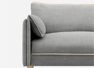 5 Seater Closeup Left Side Weave Light Grey @ Light Grey Weave Jacket | Natural Trim