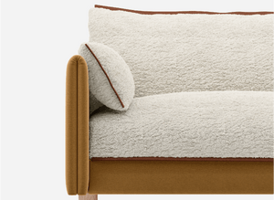 3 Seater Chaise Corner Right Hand Sofa | Cotton Ochre / Fleece Cream - Cozmo @ Cream Fleece Jacket | Brick Trim