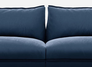 3 Seater Chaise Corner Right Hand Sofa | Velvet Midnight Blue - Cozmo @ Midnight Blue Velvet Jacket | Dark Blue Trim