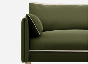 3 Seater Chaise Corner Left Hand Sofa | Velvet Dark Green - Cozmo @ Dark Green Velvet Jacket | Natural Trim