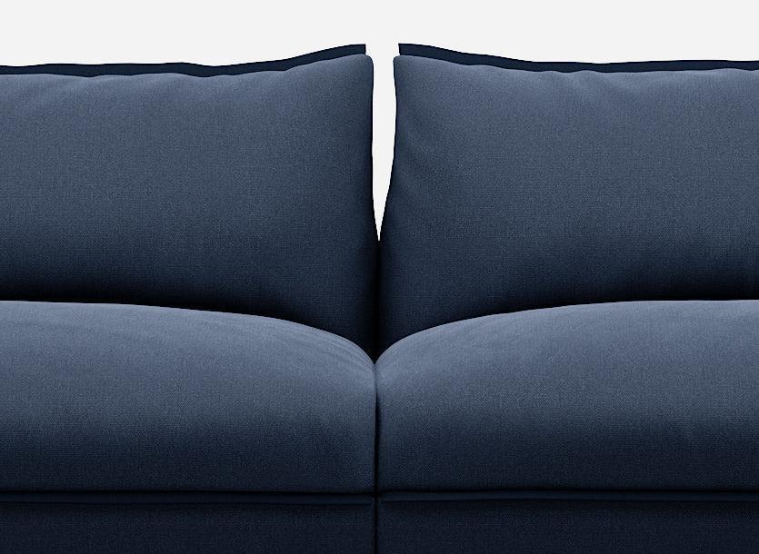 3 Seater Chaise Corner Right Hand Sofa | Cotton Navy  / Fleece Navy - Cozmo @ Navy Cotton Jacket | Dark Blue Trim