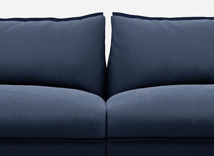3 seater cozmo sofa cotton Navy  with cotton Navy  jacket middle front view @ Navy Cotton Jacket | Dark Blue Trim