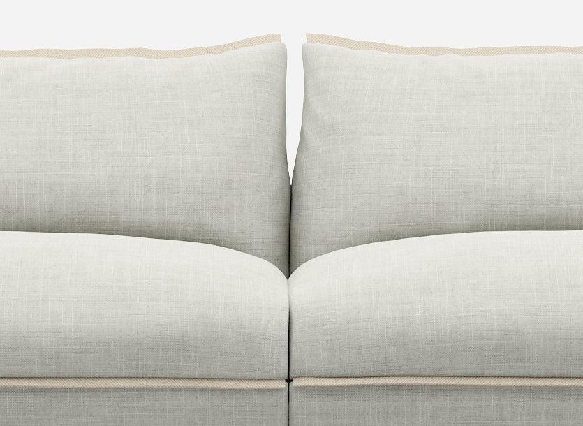 3 Seater Sofa | Weave Ecru / Fleece Cream - Cozmo @ Ecru Weave Jacket | Natural Trim