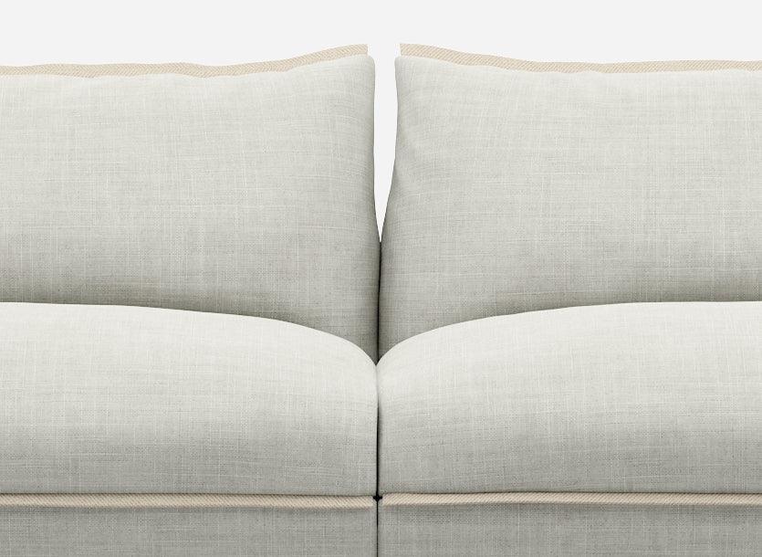 3 seater cozmo sofa weave ecru with weave ecru jacket middle view @ Ecru Weave Jacket | Natural Trim