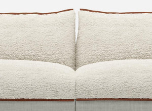 5 Seater Sofa | Weave Ecru - Cozmo @ Cream Fleece Jacket | Brick Trim