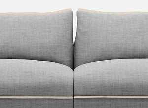 3 seater cozmo sofa weave light gray with weave light gray jacket middle view @ Light Grey Weave Jacket | Natural Trim