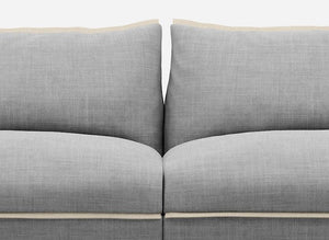 3 Seater Sofa | Weave Light Grey / Fleece Cream - Cozmo @ Light Grey Weave Jacket | Natural Trim