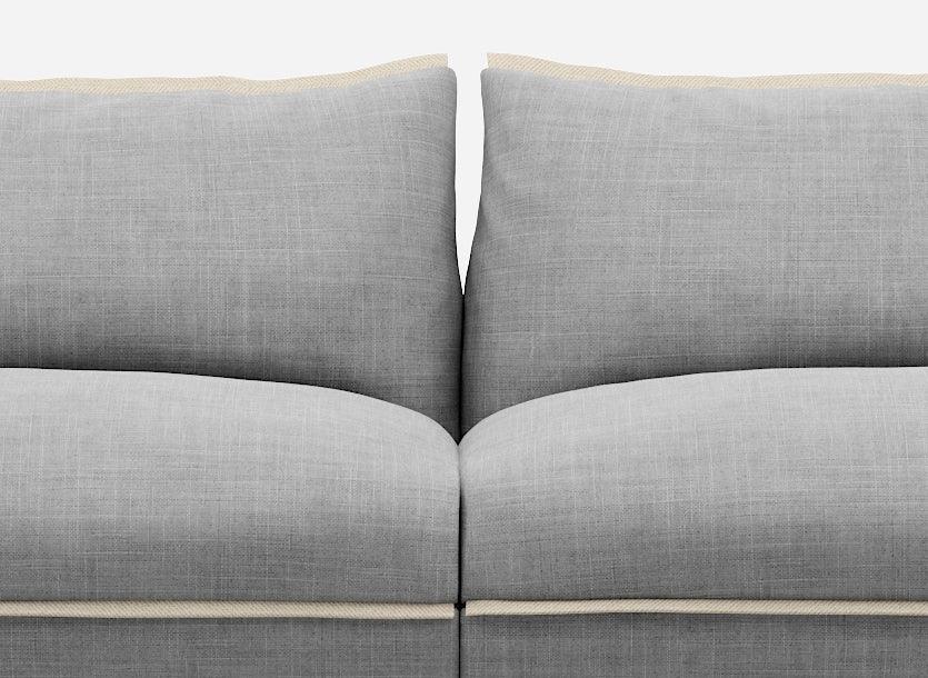 3 Seater Chaise Corner Left Hand Sofa | Weave Light Grey / Fleece Cream - Cozmo @ Light Grey Weave Jacket | Natural Trim