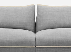 3 Seater Chaise Corner Right Hand Sofa | Weave Light Grey / Fleece Cream - Cozmo @ Light Grey Weave Jacket | Natural Trim