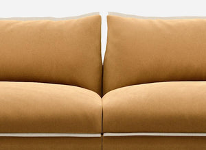 3 Seater Chaise Corner Left Hand Sofa | Cotton Ochre / Fleece Cream - Cozmo @ Ochre Cotton Jacket | Natural Trim