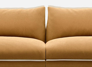 5 Seater Chaise Corner Right Hand Sofa | Cotton Ochre / Fleece Cream - Cozmo @ Ochre Cotton Jacket | Natural Trim