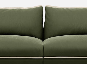 5 Seater Chaise Corner Left Hand Sofa | Velvet Dark Green - Cozmo @ Dark Green Velvet Jacket | Natural Trim