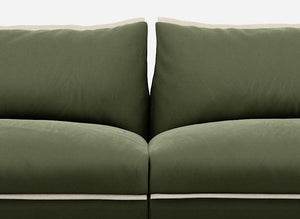 3 seater cozmo sofa velvet dark green with velvet dark green jacket middle view