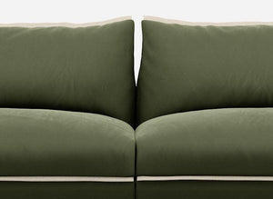 3 seater cozmo sofa velvet dark green with velvet dark green jacket middle view @ Dark Green Velvet Jacket | Natural Trim