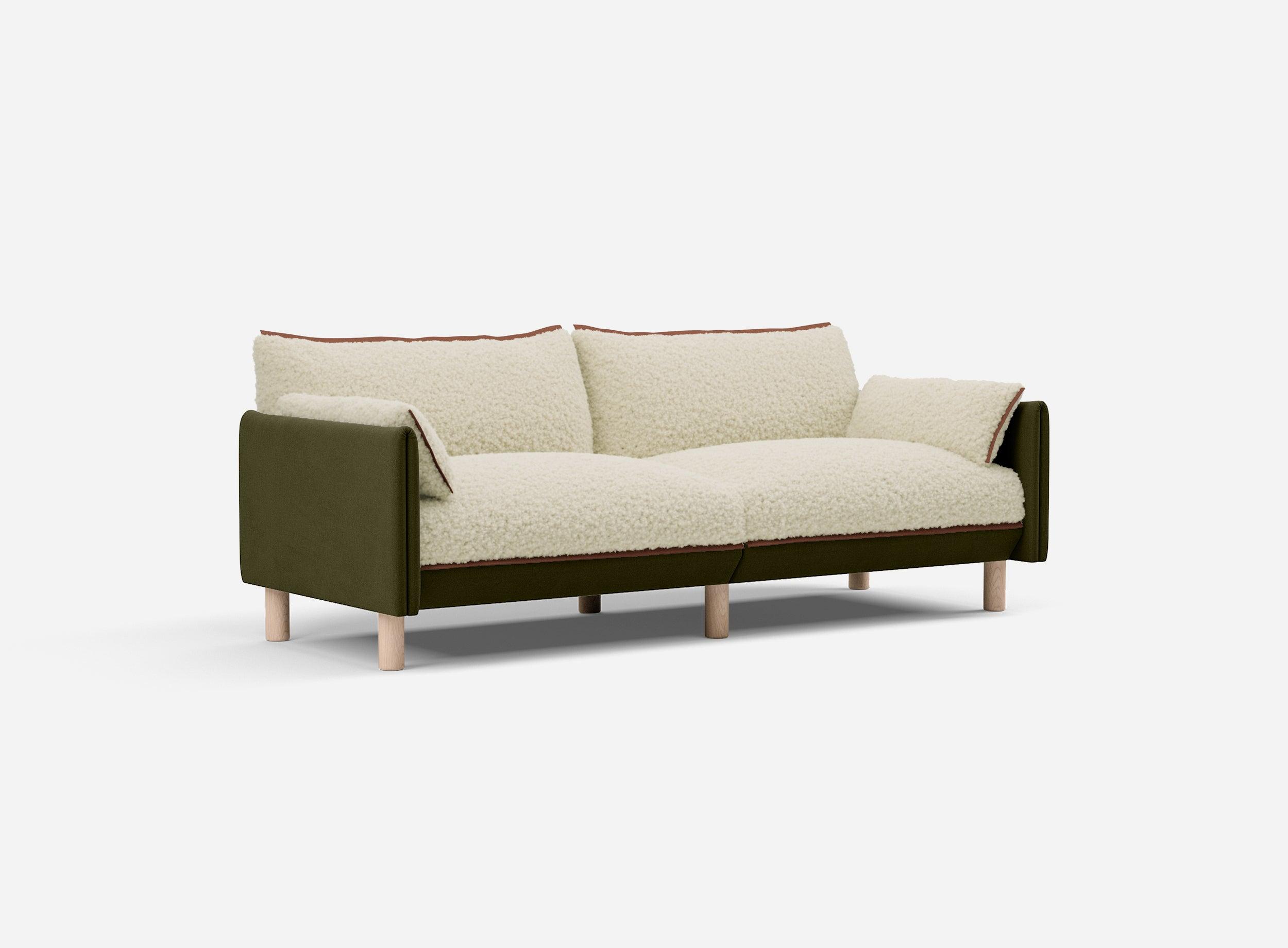 3 Seater Sofa | Cotton Meadow - Cozmo @ Cream Fleece Jacket | Brick Trim