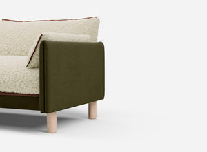 5 Seater Chaise Corner Left Hand Sofa | Cotton Meadow - Cozmo @ Cream Fleece Jacket | Brick Trim