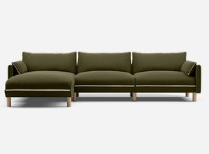 5 Seater Chaise Corner Left Hand Sofa | Cotton Meadow - Cozmo @ Meadow Cotton Jacket | Natural Trim