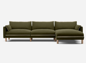 5 Seater Chaise Corner Right Hand Sofa | Cotton Meadow - Cozmo @ Meadow Cotton Jacket | Natural Trim