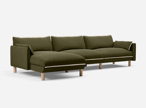 5 Seater Chaise Corner Left Hand Sofa | Cotton Meadow - Cozmo @ Meadow Cotton Jacket | Natural Trim