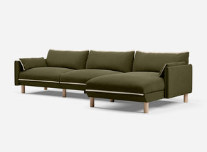 5 Seater Chaise Corner Right Hand Sofa | Cotton Meadow - Cozmo @ Meadow Cotton Jacket | Natural Trim